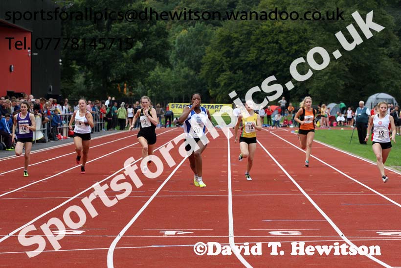 Womens and Girls 100 metres at the Northern Inter-Counties under-17s and 15s at Witton Park, Blackburn. Photo: David T. Hewitson/Sports for All Pics